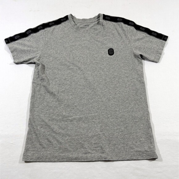 Coach Other - Coach Mens Signature Tape Crew Short Sleeve T-shirt Gray Cotton Tee Casual Sz XS